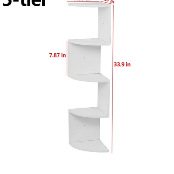 5 Tier Wall Mount Corner Shelves White Finish - Picture 3 of 4